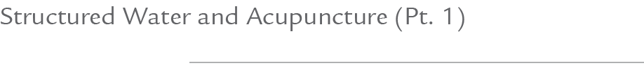 Structured Water and Acupuncture (Pt. 1)