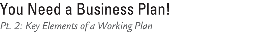 You Need a Business Plan! Pt. 2: Key Elements of a Working Plan 