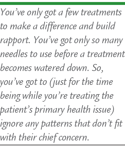 You’ve only got a few treatments to make a difference and build rapport. You’ve got only so many needles to use befor...