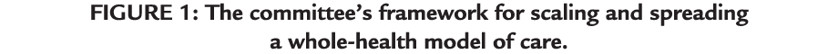 FIGURE 1: The committee’s framework for scaling and spreading a whole health model of care.