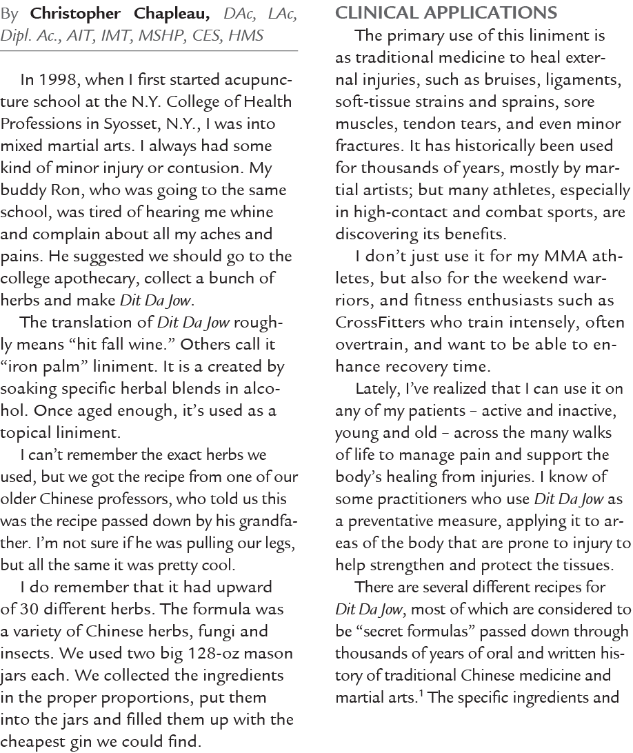 By Christopher Chapleau, DAc, LAc, Dipl. Ac., AIT, IMT, MSHP, CES, HMS In 1998, when I first started acupuncture scho...