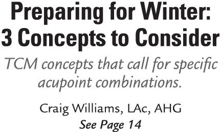 Preparing for Winter: 3 Concepts to Consider TCM concepts that call for specific acupoint combinations. Craig William...