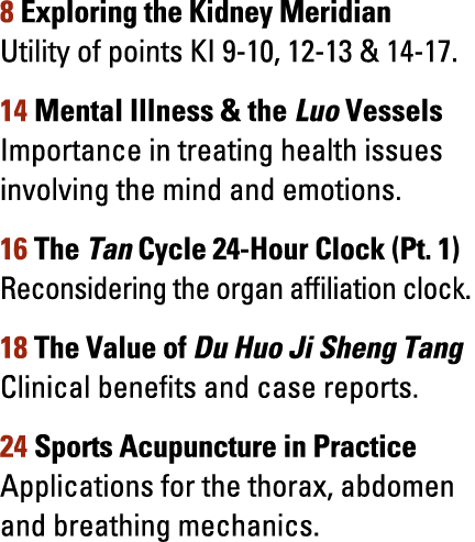 8 Exploring the Kidney Meridian Utility of points KI 9 10, 12 13 & 14 17. 14 Mental Illness & the Luo Vessels Importa...