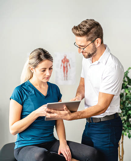 Modern rehabilitation physiotherapy man at work