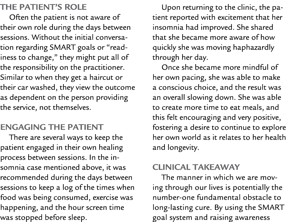 The Patient’s Role Often the patient is not aware of their own role during the days between sessions. Without the ini...