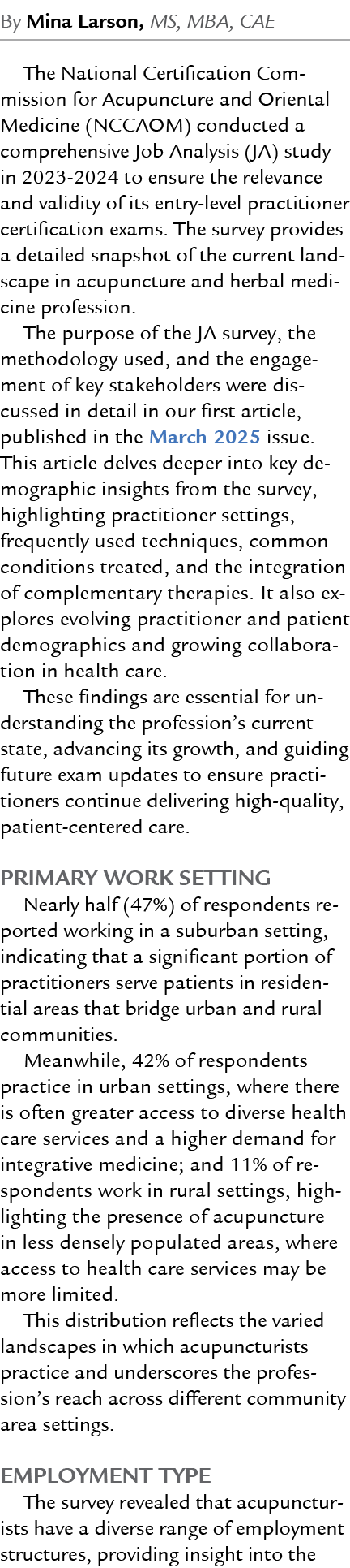 By Mina Larson, MS, MBA, CAE The National Certification Commission for Acupuncture and Oriental Medicine (NCCAOM) con...
