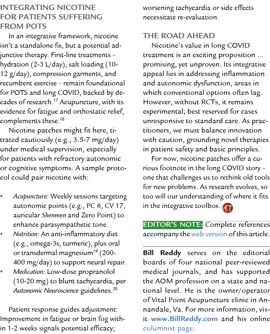 Integrating Nicotine for Patients Suffering from POTS In an integrative framework, nicotine isn’t a standalone fix, b...