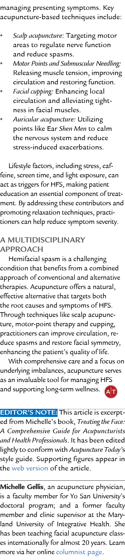 managing presenting symptoms. Key acupuncture based techniques include: • Scalp acupuncture: Targeting motor areas to...