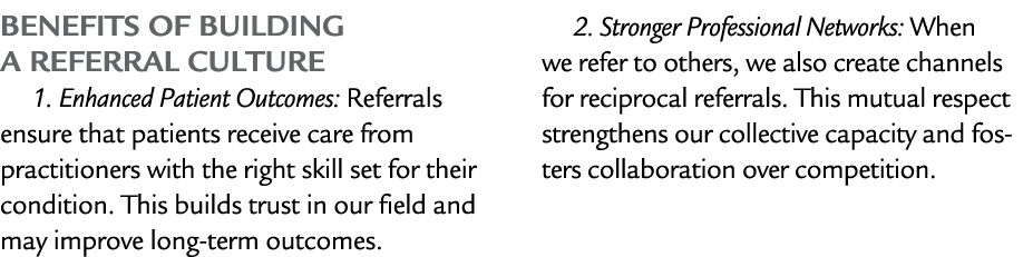 Benefits of Building a Referral Culture 1. Enhanced Patient Outcomes: Referrals ensure that patients receive care fro...