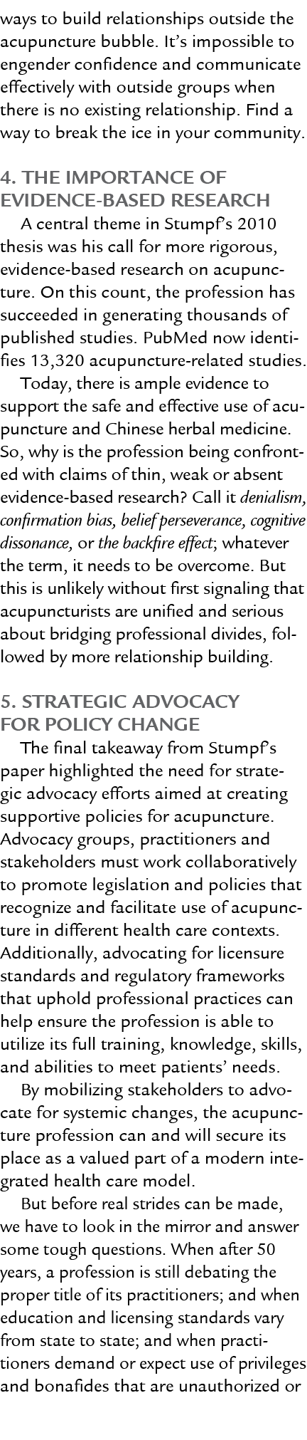 ways to build relationships outside the acupuncture bubble. It’s impossible to engender confidence and communicate ef...