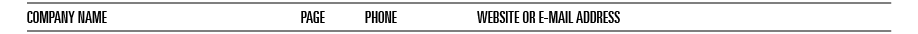 Company Name Page Phone Website or E mail Ad﻿dress 