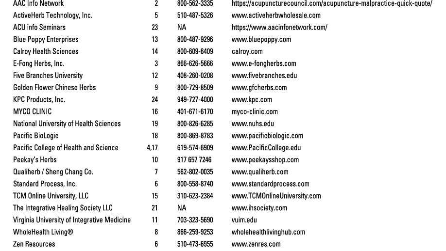 AAC Info Network 2 800 562 3335 https://acupuncturecouncil.com/acupuncture malpractice quick quote/ ActiveHerb Techno...