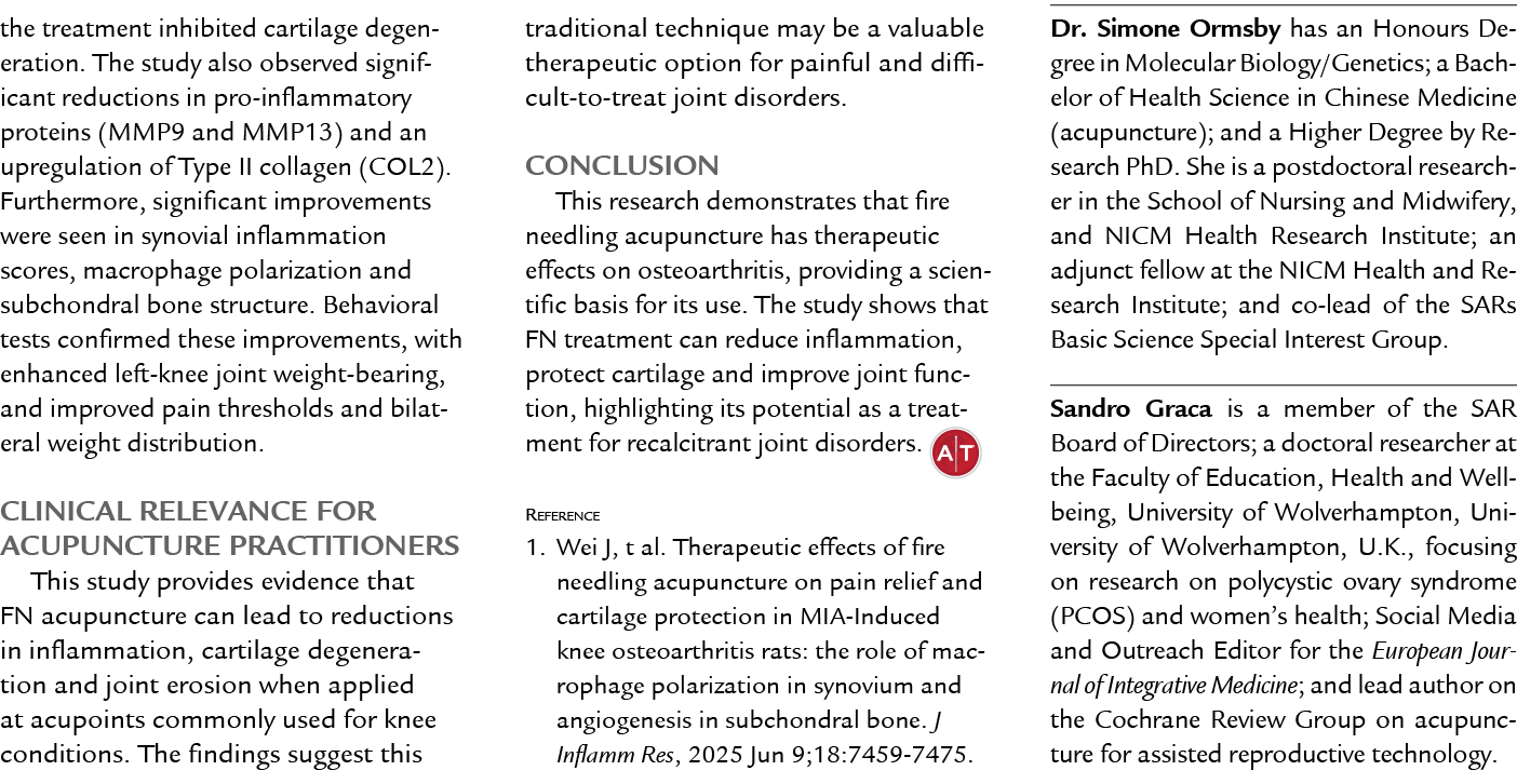 the treatment inhibited cartilage degeneration. The study also observed significant reductions in pro inflammatory pr...