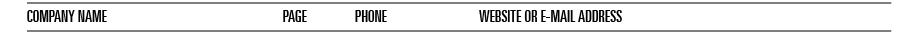 Company Name Page Phone Website or E mail Ad﻿dress 