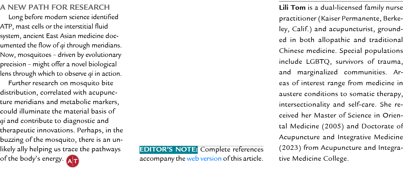 A New Path for Research Long before modern science identified ATP, mast cells or the interstitial fluid system, ancie...
