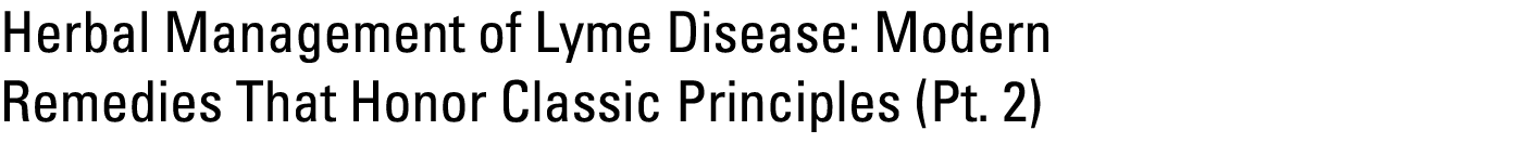 Herbal Management of Lyme Disease: Modern Remedies That Honor Classic Principles (Pt. 2) 