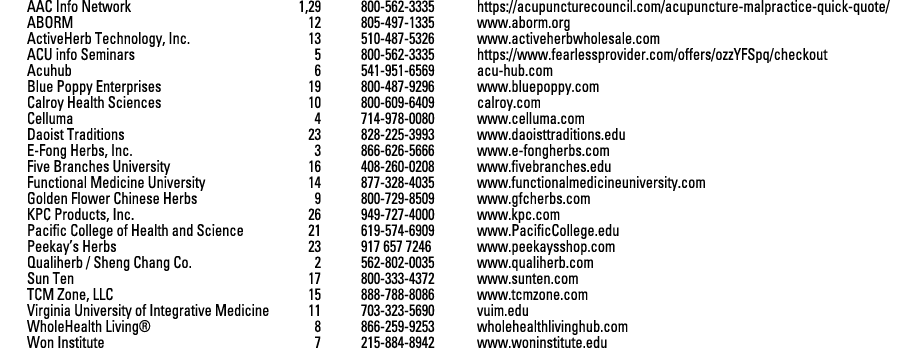 AAC Info Network 1,29 800 562 3335 https://acupuncturecouncil.com/acupuncture malpractice quick quote/ ABORM 12 805 4...