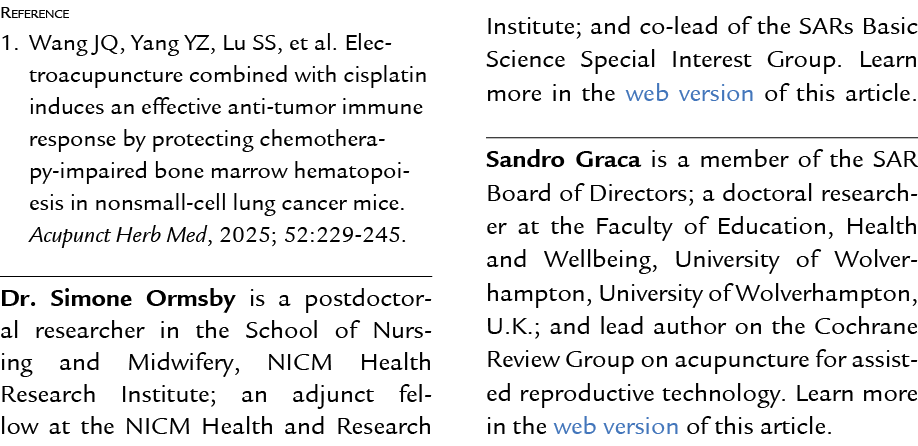 Reference 1. Wang JQ, Yang YZ, Lu SS, et al. Electroacupuncture combined with cisplatin induces an effective anti tum...