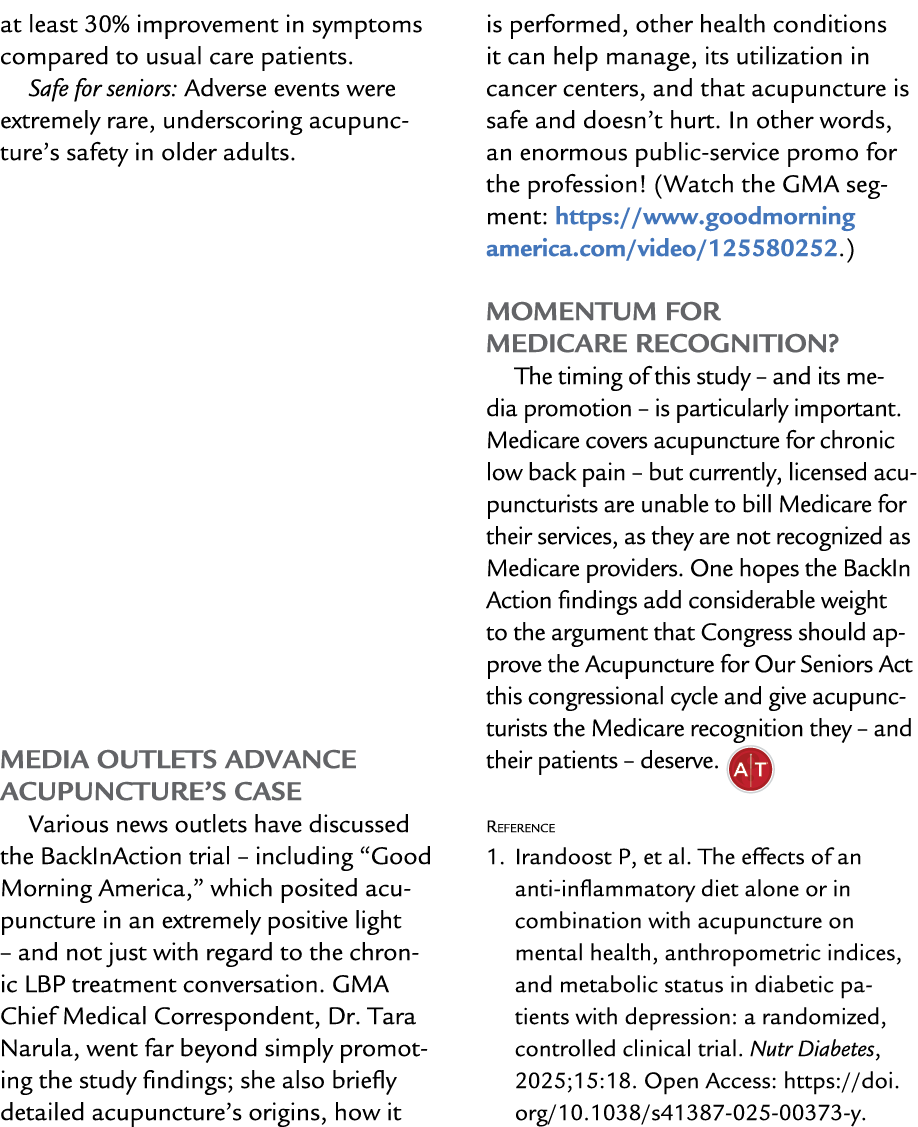 at least 30% improvement in symptoms compared to usual care patients. Safe for seniors: Adverse events were extremely...