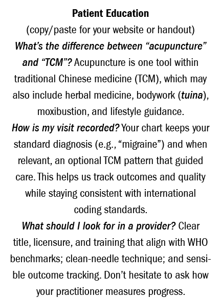 Patient Education (copy/paste for your website or handout) What’s the difference between “acupuncture” and “TCM”? Acu...