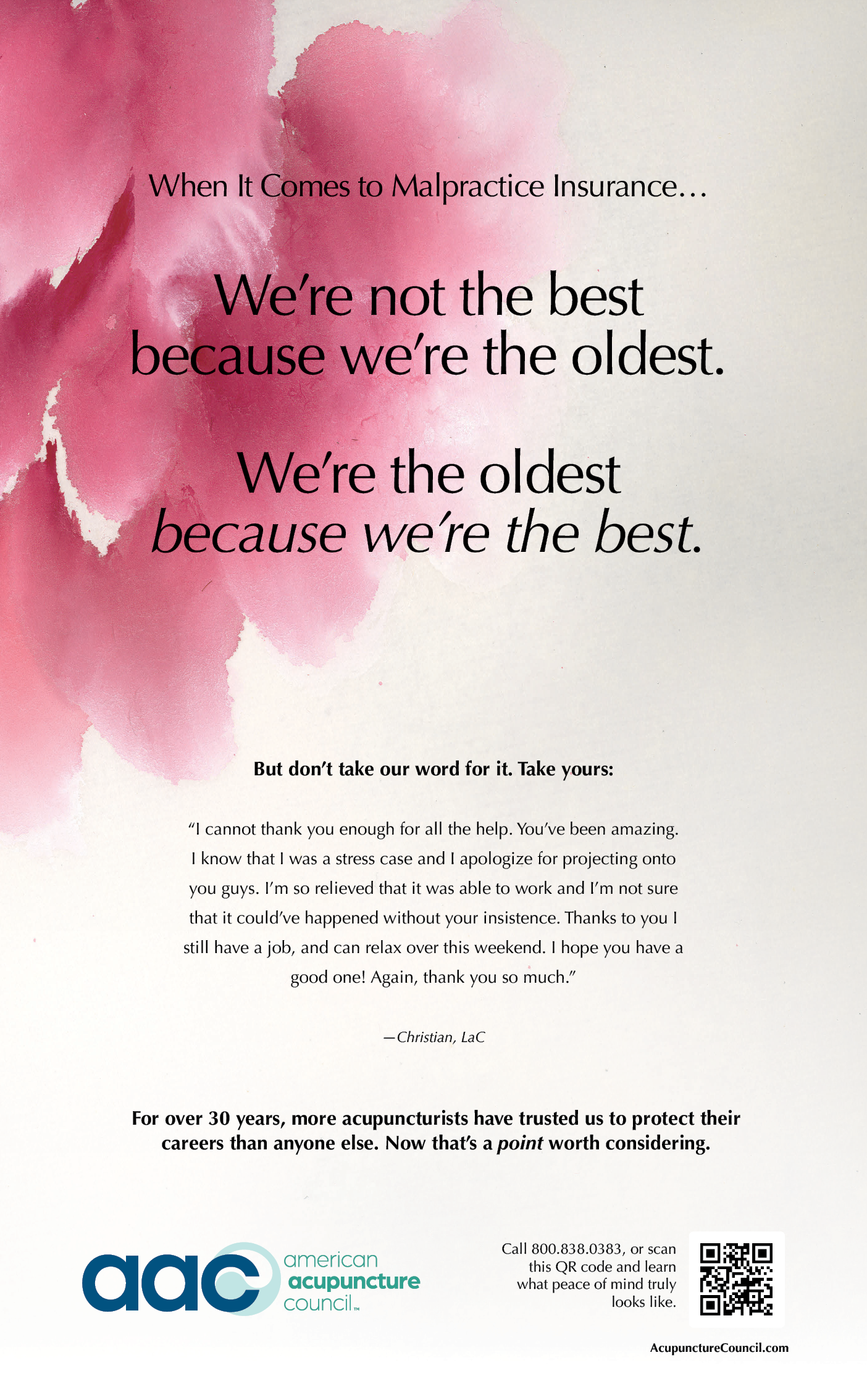 A poster with a pink flower on it says “When it comes to malpractice insurance...we're not the best. We're the oldest. Because we're the best." AI generated content