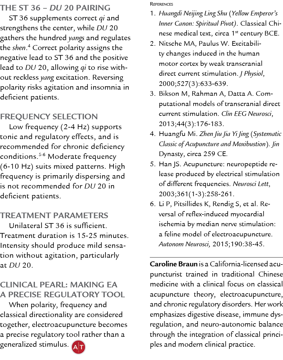 The ST 36 – DU 20 Pairing ST 36 supplements correct qi and strengthens the center, while DU 20 gathers the hundred ya...