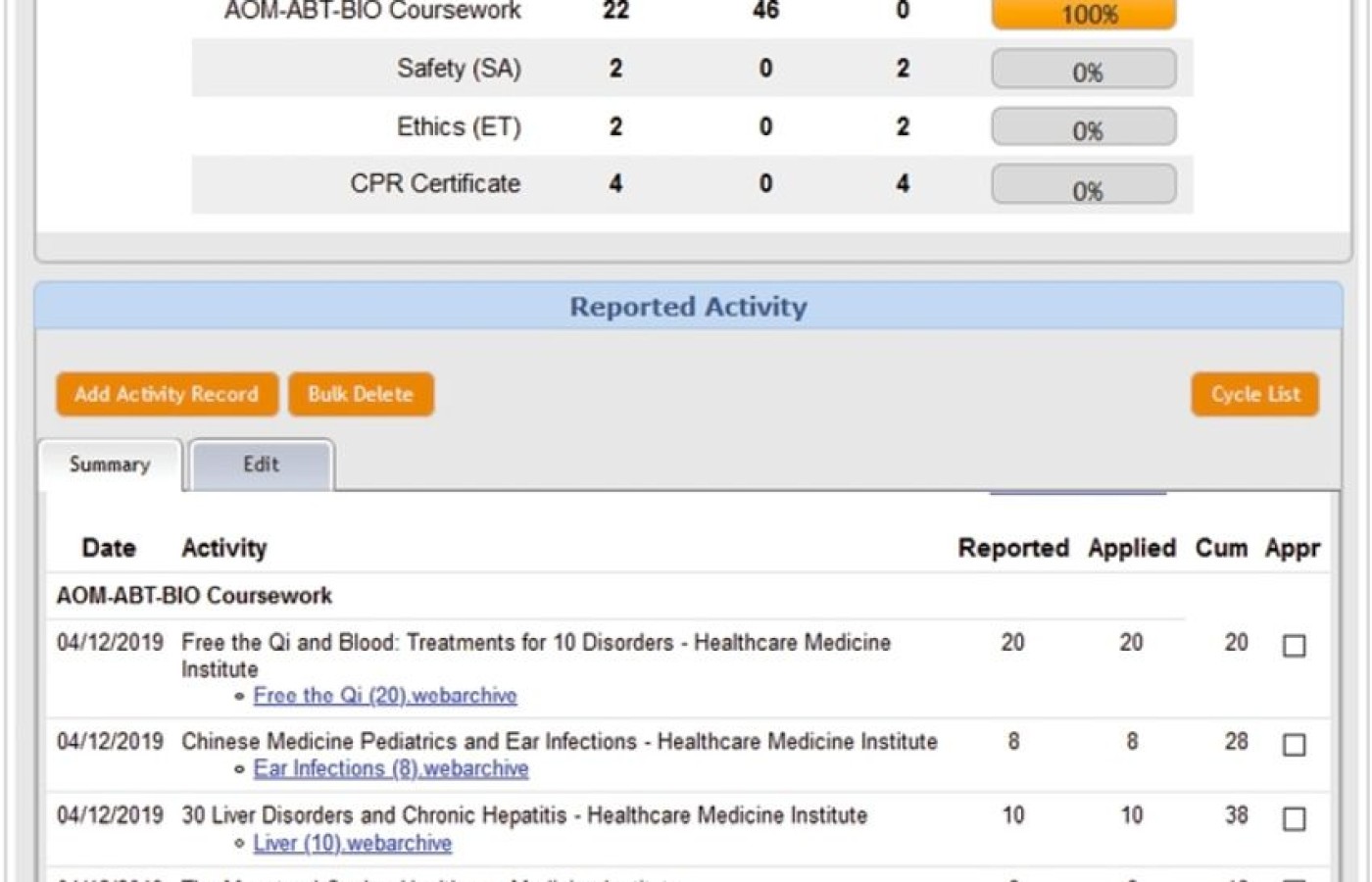 Recertification Transcript